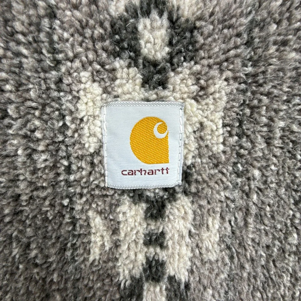 Carhartt Vest Aztec Pile Lining Mens Small VP166 Dark Olive Green - Picture 2 of 10